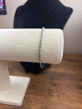 Trifari Silver-Tone Twisted Rope Bangle Bracelet